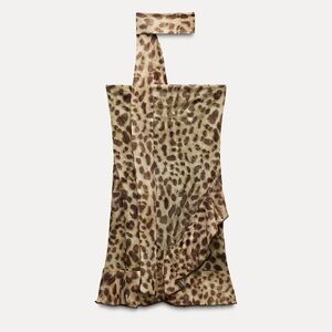 Animal Print lace tulle Leopard Print Halter Dress